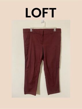 LOFT Burgundy Modern Chino Cropped Pants Size 16